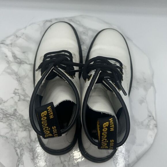 DR. MARTENS White Leather Zavala Combat Boots-6 - Picture 6 of 9